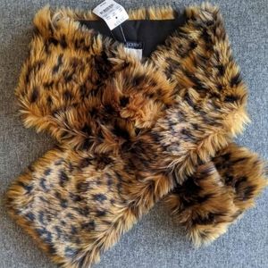J Crew Leopard Print Faux Fur Neck Warmer/Scarf